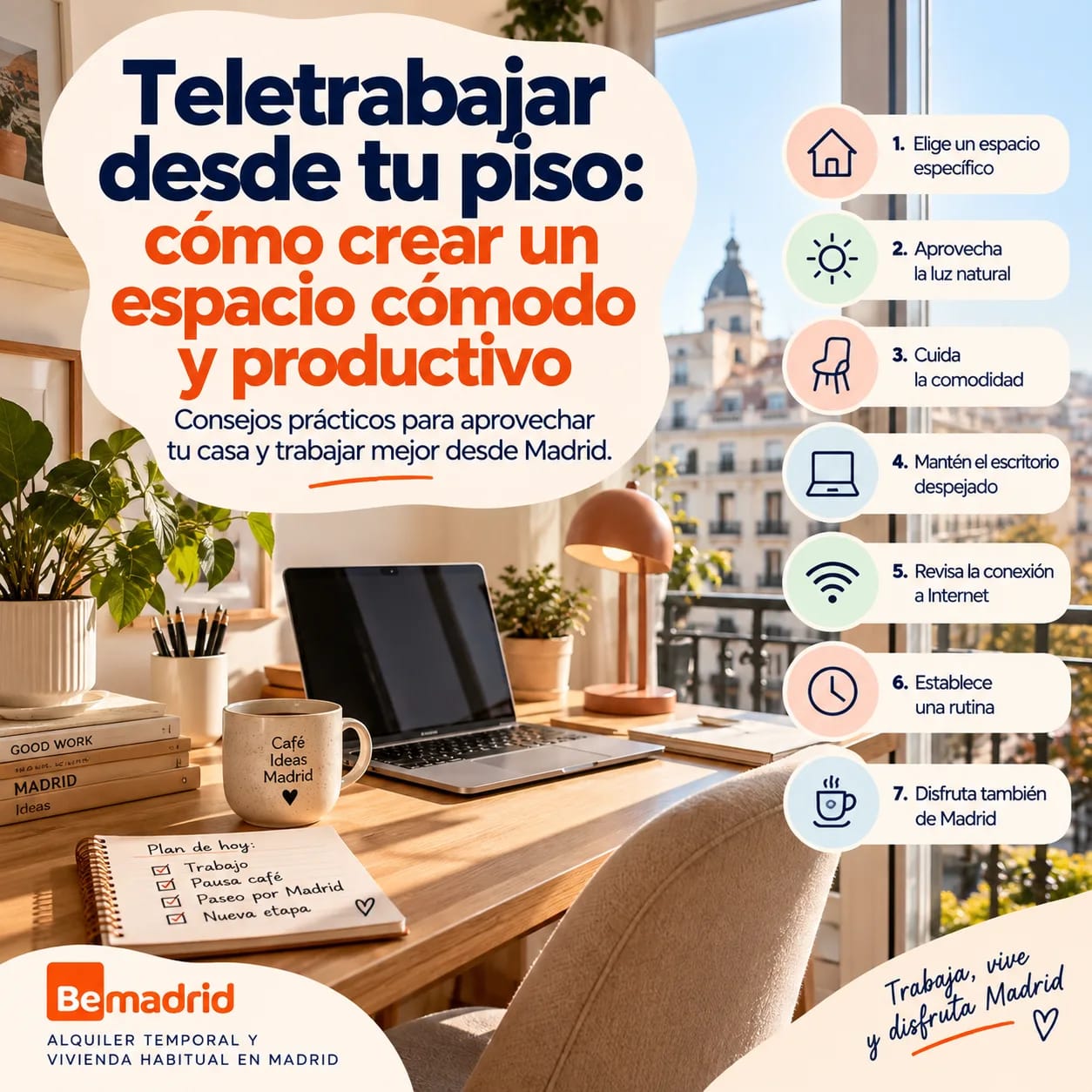 Teletrabajar desde tu piso: cómo crear un espacio cómodo y productivo