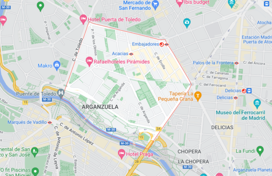 Mapa barrio de acacias en Madrid